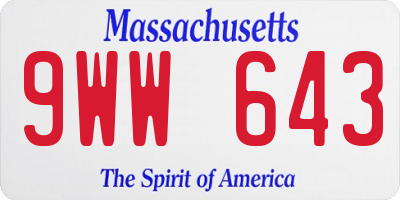 MA license plate 9WW643