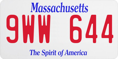 MA license plate 9WW644