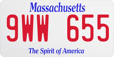MA license plate 9WW655