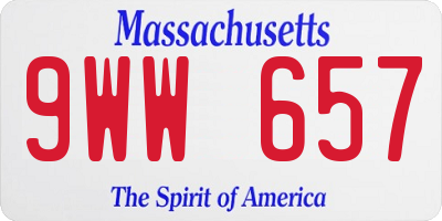 MA license plate 9WW657