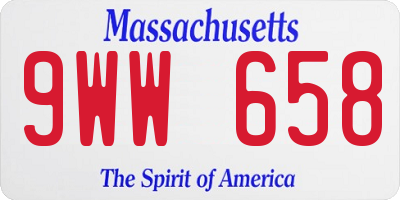 MA license plate 9WW658
