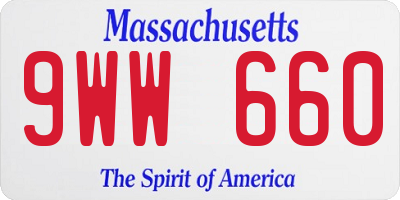 MA license plate 9WW660