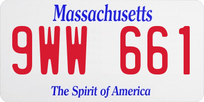 MA license plate 9WW661