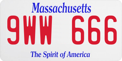 MA license plate 9WW666