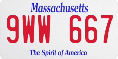 MA license plate 9WW667
