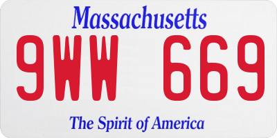 MA license plate 9WW669