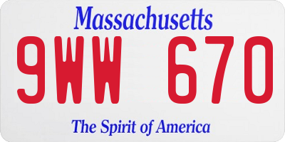 MA license plate 9WW670