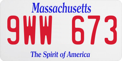 MA license plate 9WW673