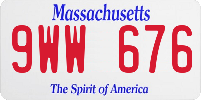 MA license plate 9WW676