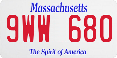 MA license plate 9WW680