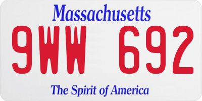 MA license plate 9WW692