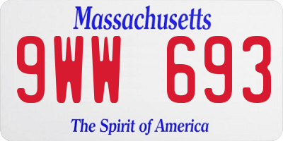 MA license plate 9WW693