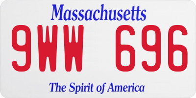 MA license plate 9WW696