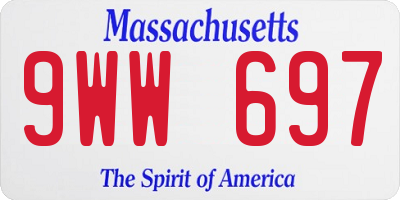 MA license plate 9WW697