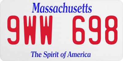 MA license plate 9WW698