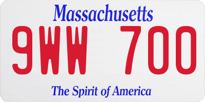 MA license plate 9WW700