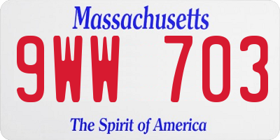 MA license plate 9WW703