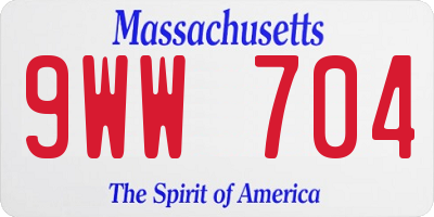 MA license plate 9WW704