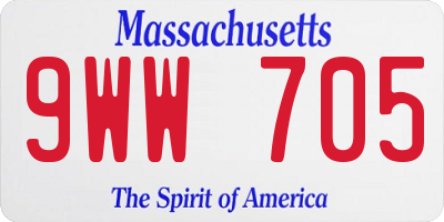 MA license plate 9WW705