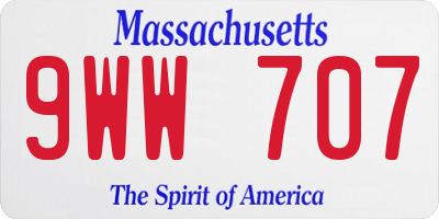 MA license plate 9WW707