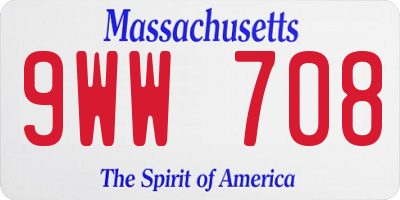 MA license plate 9WW708