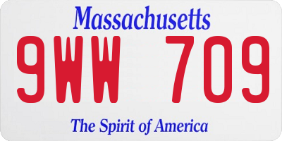 MA license plate 9WW709