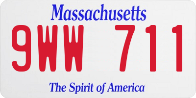 MA license plate 9WW711