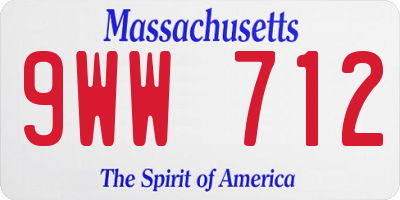 MA license plate 9WW712