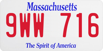 MA license plate 9WW716