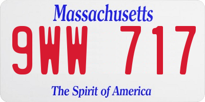 MA license plate 9WW717