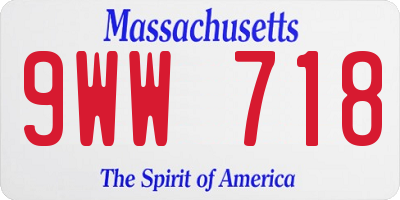 MA license plate 9WW718