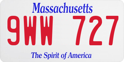MA license plate 9WW727