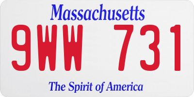 MA license plate 9WW731