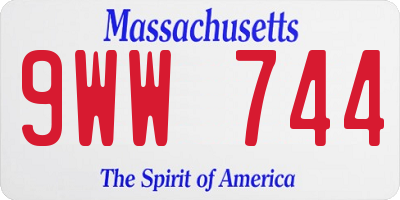 MA license plate 9WW744