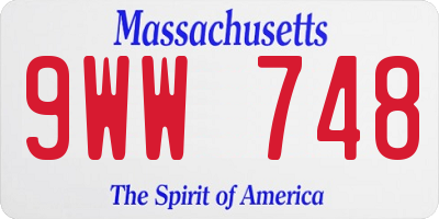 MA license plate 9WW748