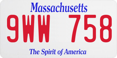 MA license plate 9WW758
