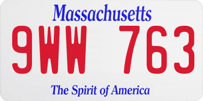 MA license plate 9WW763