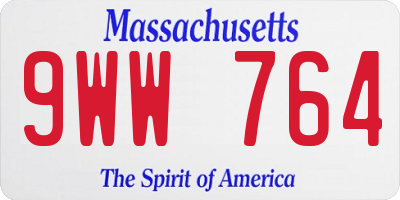 MA license plate 9WW764