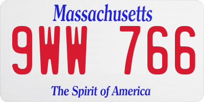 MA license plate 9WW766