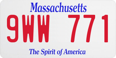 MA license plate 9WW771