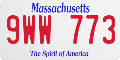 MA license plate 9WW773