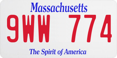 MA license plate 9WW774