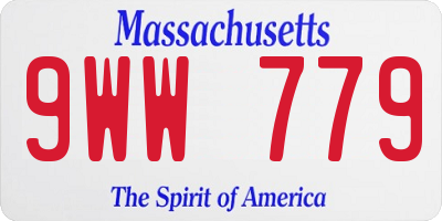 MA license plate 9WW779