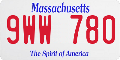 MA license plate 9WW780
