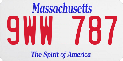 MA license plate 9WW787
