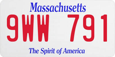 MA license plate 9WW791