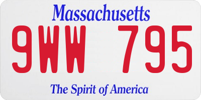 MA license plate 9WW795