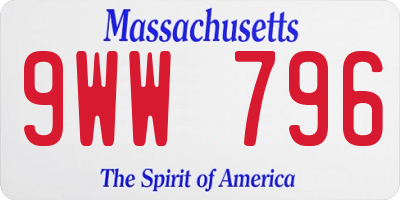 MA license plate 9WW796