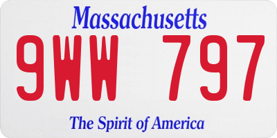 MA license plate 9WW797