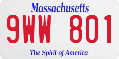 MA license plate 9WW801